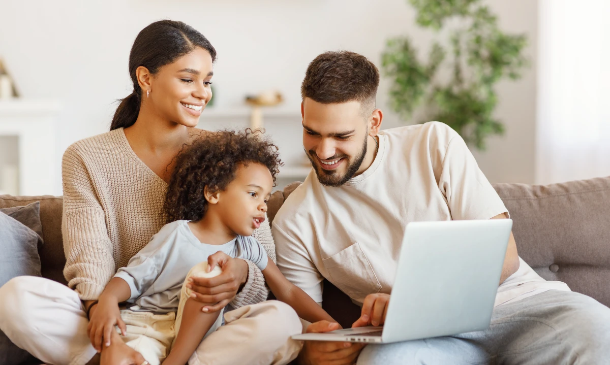 image of a family online